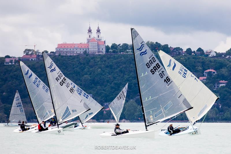 Race 3 on day 2 at the Open and U23 Finn Europeans in Csopak, Hungary photo copyright Robert Deaves / www.robertdeaves.uk taken at Procelero Sportegyesület and featuring the Finn class