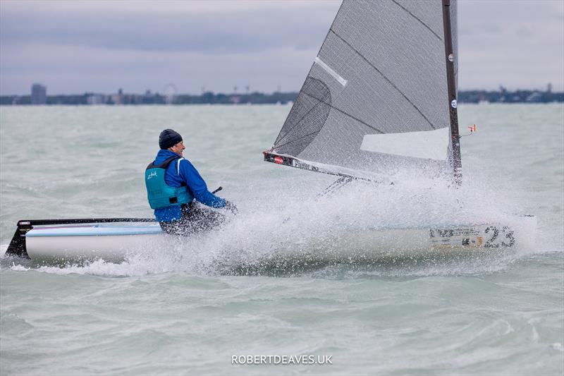 Kristian Sjöberg, FIN on day 4 of the 2023 Open and U23 Finn Europeans in Csopak, Hungary photo copyright Robert Deaves / www.robertdeaves.uk taken at Procelero Sportegyesület and featuring the Finn class