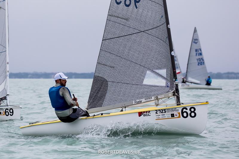 Alessandro Marega, ITA at the 2023 Open and U23 Finn Europeans in Csopak, Hungary photo copyright Robert Deaves / www.robertdeaves.uk taken at Procelero Sportegyesület and featuring the Finn class