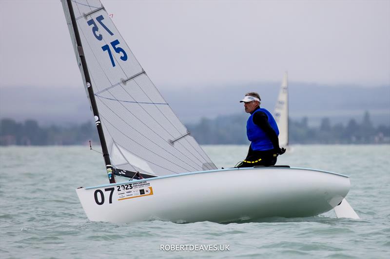 Laurent Hay, FRA at the 2023 Open and U23 Finn Europeans in Csopak, Hungary photo copyright Robert Deaves / www.robertdeaves.uk taken at Procelero Sportegyesület and featuring the Finn class