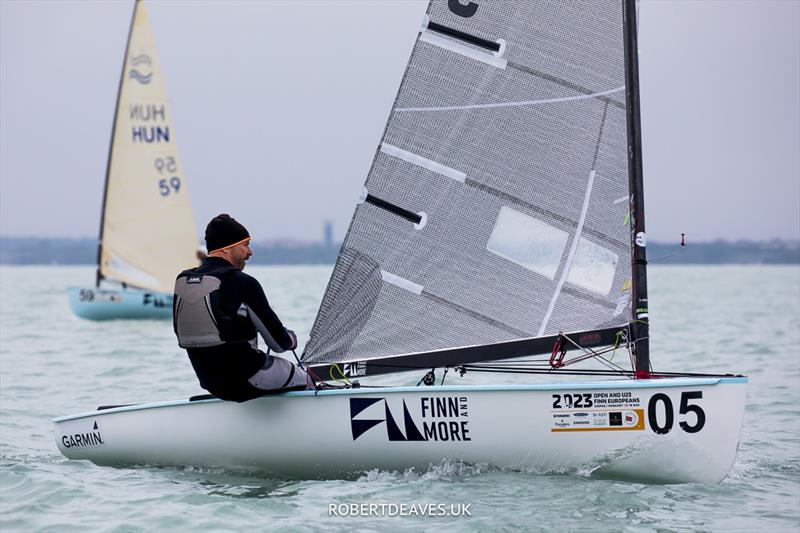 Tibor Pallay, HUN at the 2023 Open and U23 Finn Europeans in Csopak, Hungary photo copyright Robert Deaves / www.robertdeaves.uk taken at Procelero Sportegyesület and featuring the Finn class