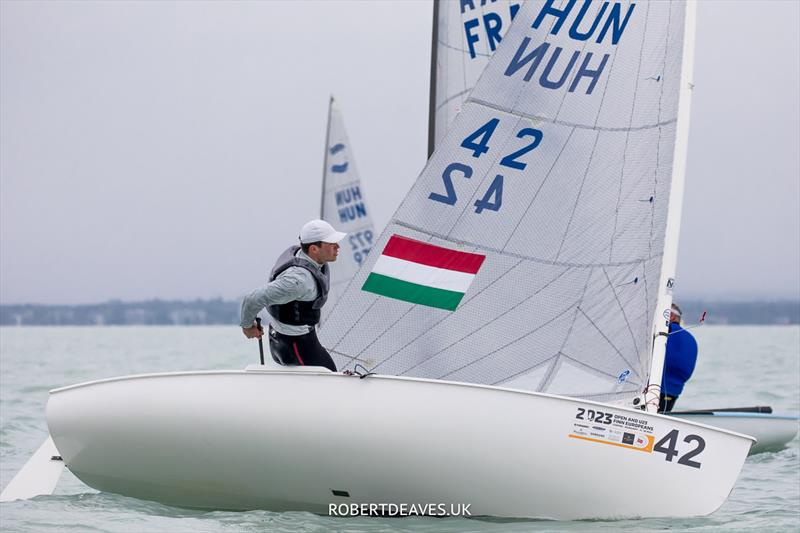 Abel Szucs, HUN on the final day of the 2023 Open and U23 Finn Europeans in Csopak, Hungary - photo © Robert Deaves / www.robertdeaves.uk