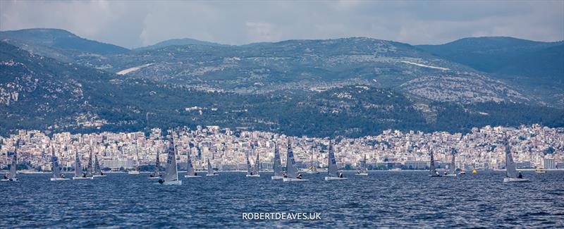 Race 1 on day 1 of the 2023 Finn World Masters in Greece photo copyright Robert Deaves / www.robertdeaves.uk taken at  and featuring the Finn class