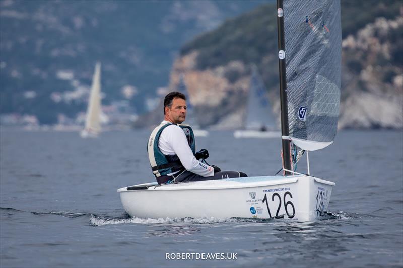 Ladislav Hyrs on Day 3 of the 2023 Finn World Masters in Greece - photo © Robert Deaves / www.robertdeaves.uk