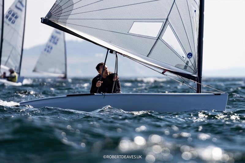 Valerian Lebrun, FRA on day 4 of the 2024 Finn Gold Cup photo copyright Robert Deaves / www.robertdeaves.uk taken at Sailing Aarhus and featuring the Finn class