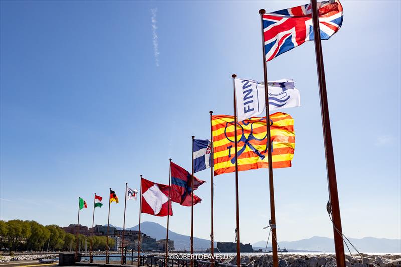 Flags flying at 2025 Open & U23 Finn European Championship in Naples - photo © Robert Deaves