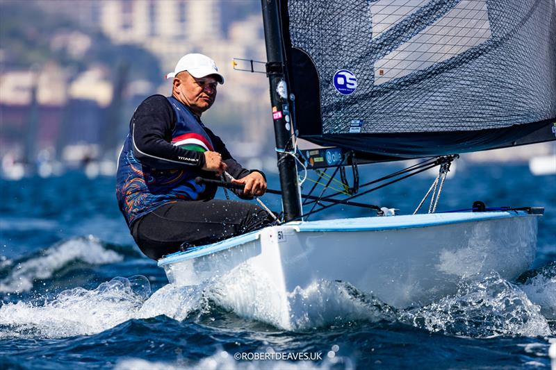 Akos Lukats, HUN - 2025 Open Finn European Championship photo copyright Robert Deaves / www.robertdeaves.uk taken at Circolo del Remo e della Vela Italia and featuring the Finn class