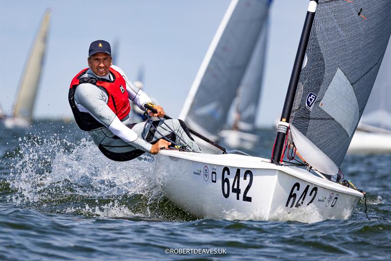 Pieter-Jan Postma, NED - Finn World Masters in Medemblik 2025 photo copyright Robert Deaves / www.robertdeaves.uk taken at Regatta Center Medemblik and featuring the Finn class