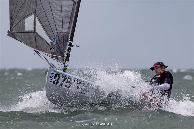 Gus Miller, USA - 2026 Finn World Masters day 2 photo copyright Robert Deaves / www.robertdeaves.uk taken at Royal Queensland Yacht Squadron and featuring the Finn class