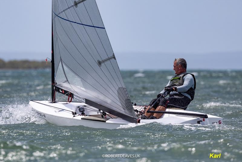 Karl Purdie (NZL) - Finn Gold Cup & Finn Masters World Championship - Brisbane - February 2026 photo copyright Robert Deaves / Finn Class taken at Royal Queensland Yacht Squadron and featuring the Finn class