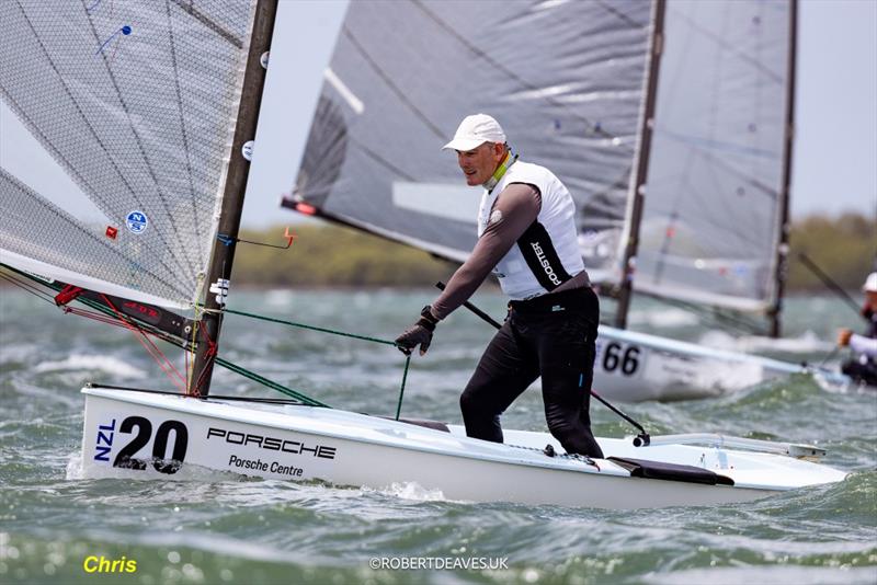 Chris Wells (NZL) - Finn Gold Cup & Finn Masters World Championship - Brisbane - February 2026 photo copyright Robert Deaves / Finn Class taken at Royal Queensland Yacht Squadron and featuring the Finn class