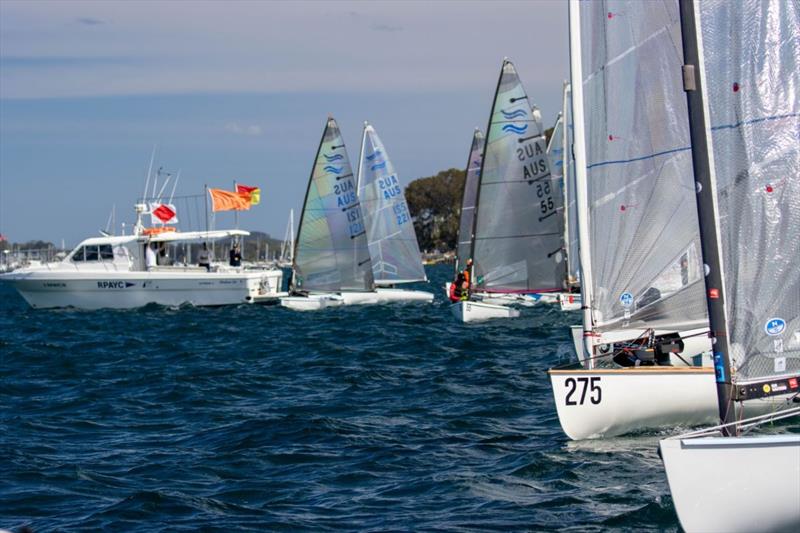 Lining up for a start - Finn NSW Championship photo copyright RPAYC Media taken at Royal Prince Alfred Yacht Club and featuring the Finn class