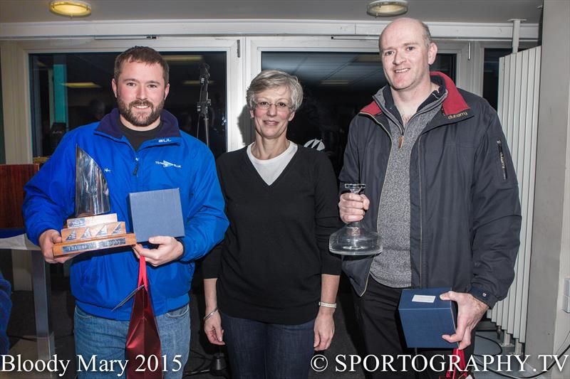 Tom Gillard and Richard Anderton win the 2015 Bloody Mary Pursuit Race photo copyright Alex Irwin / www.sportography.tv taken at Queen Mary Sailing Club and featuring the Fireball class