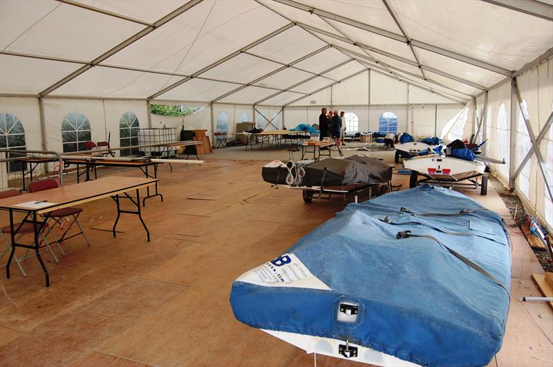 The spacious marquee area at the Fireball Worlds has been designated the central measurement station. With plenty of space to work and an experienced team of helpers, it was expected to quickly work through the early arrivals photo copyright David Henshall taken at Plas Heli Welsh National Sailing Academy and featuring the Fireball class