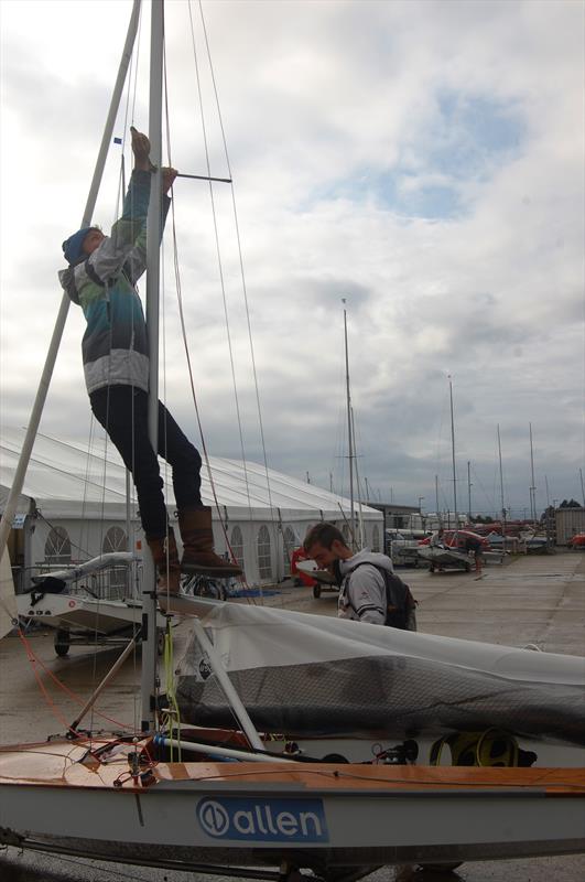 Remy Thuillier and Mathieu Corruble prepare for day 4 at the Gul UK Fireball Nationals photo copyright David Henshall taken at Plas Heli Welsh National Sailing Academy and featuring the Fireball class