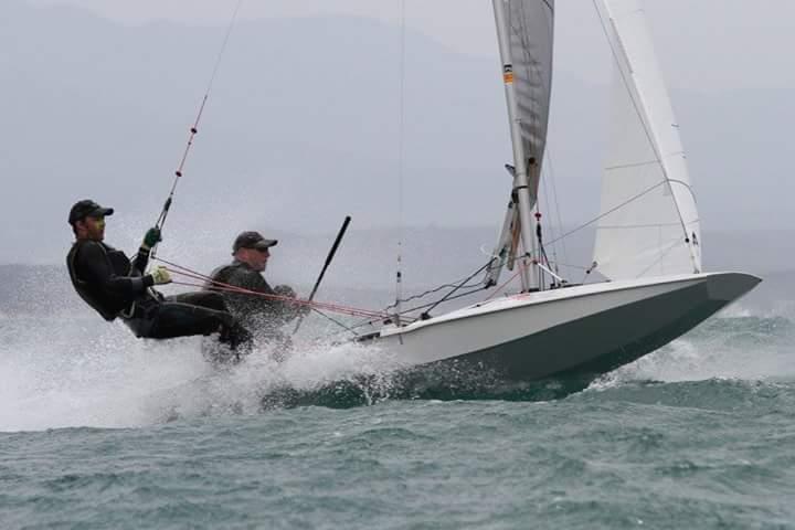 Ben Schulz and Jack Lidgett (AUS 15113) on day 2 of the Fireball Worlds in South Africa photo copyright Stuart Parker taken at Mossel Bay Yacht and Boat Club and featuring the Fireball class