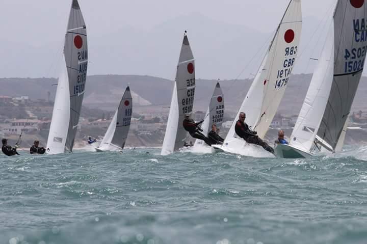 Joe Jospe and Tom Egli (CAN 15024) on the right hand side, with Ben Schulz and Jack Lidgett on the left hand side on day 2 of the Fireball Worlds in South Africa photo copyright Stuart Parker taken at Mossel Bay Yacht and Boat Club and featuring the Fireball class