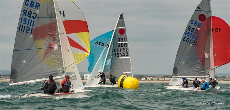 Mark rounding action during the Hayling Island Fireball Open photo copyright Peter Hickson taken at Hayling Island Sailing Club and featuring the Fireball class