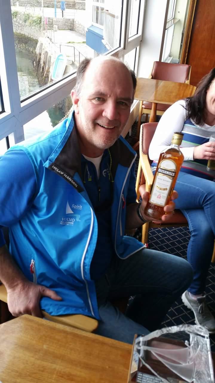 Race Officer Cormac Bradley with a “thank-you” from the Class at the Fireball Munsters photo copyright Frank Miller taken at Dun Laoghaire Motor Yacht Club and featuring the Fireball class