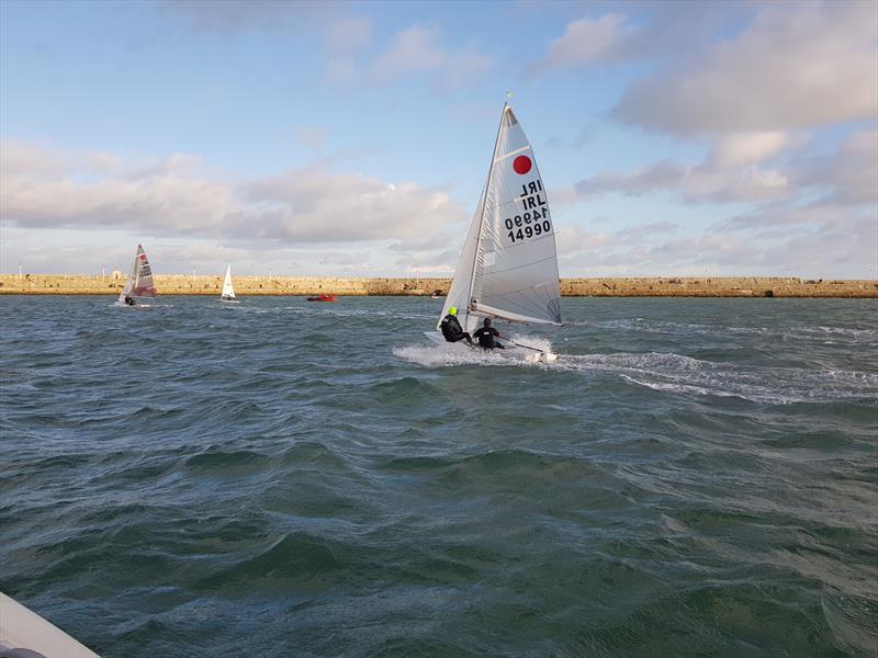 Lawton and Laverty (14990) chase Butler and Oram down the second reach of the triangle during the Dun Laoghaire Motor Yacht Club Frostbite Series - photo © Neil Colin