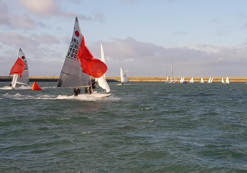 Lawton & Laverty gybe at No. 2 Mark during the Dun Laoghaire Motor Yacht Club Frostbite Series - photo © Neil Colin