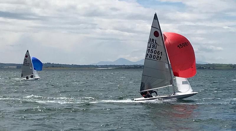 Butler/Inan (red spinnaker), McGrotty/Cramer (blue spinnaker) during the Fireball Ulsters at Newtownards photo copyright Andrew Corkhill taken at Newtownards Sailing Club and featuring the Fireball class