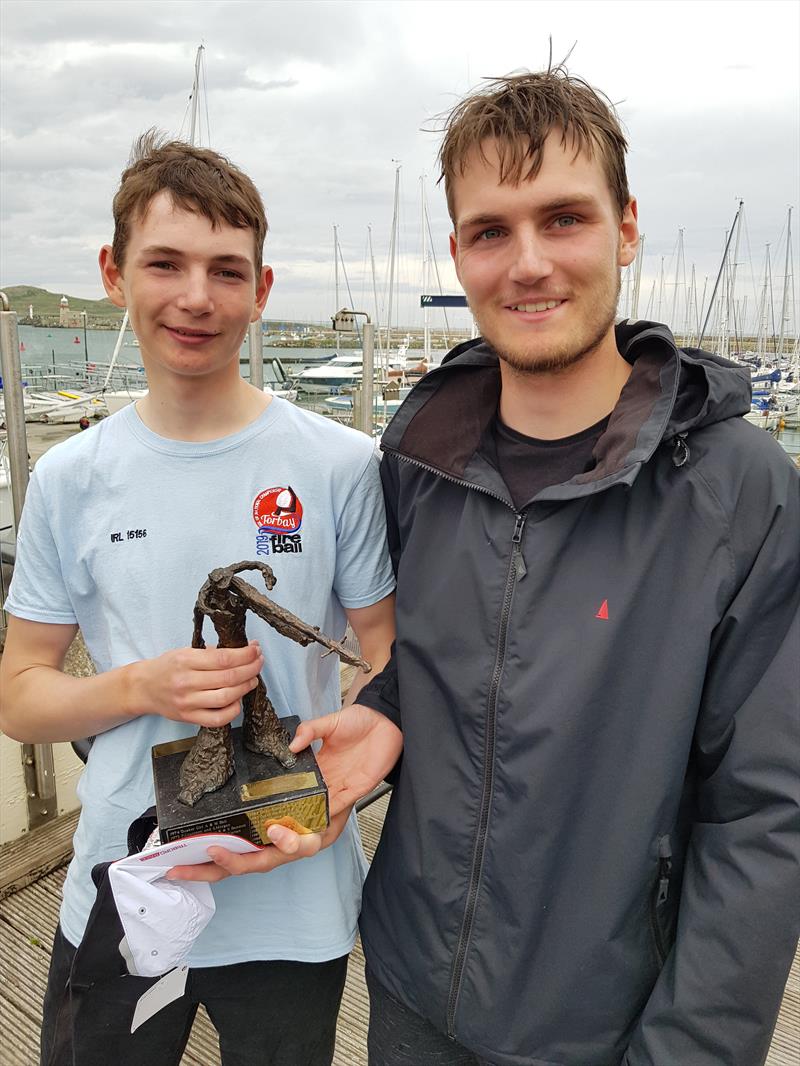 Daniel & Harry Thompson (IRL15156, Wexford Tennis & Boat Club) finish 3rd in the Irish Fireball Nationals at Howth photo copyright Frank Miller taken at Howth Yacht Club and featuring the Fireball class