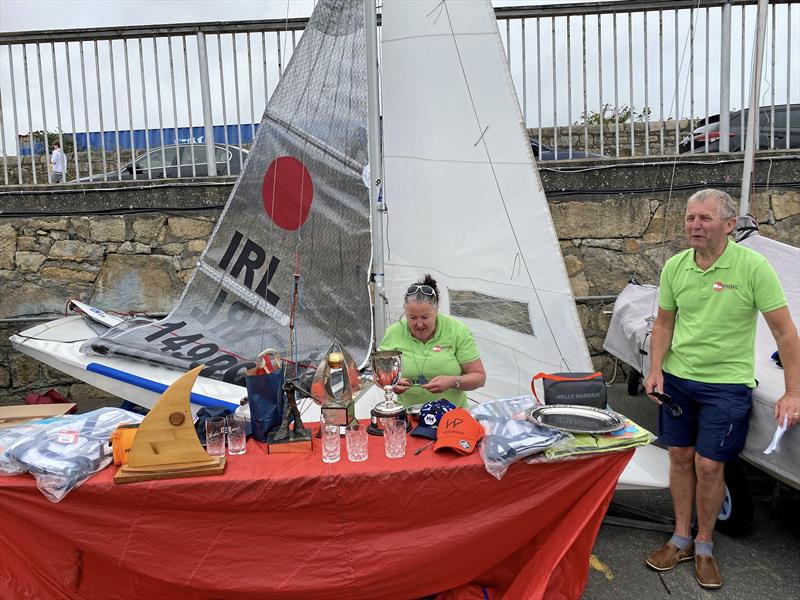 Helly Hansen Irish Fireball Championships - Prizegiving MC Neil Colin with Margaret Casey - photo © Frank Miller