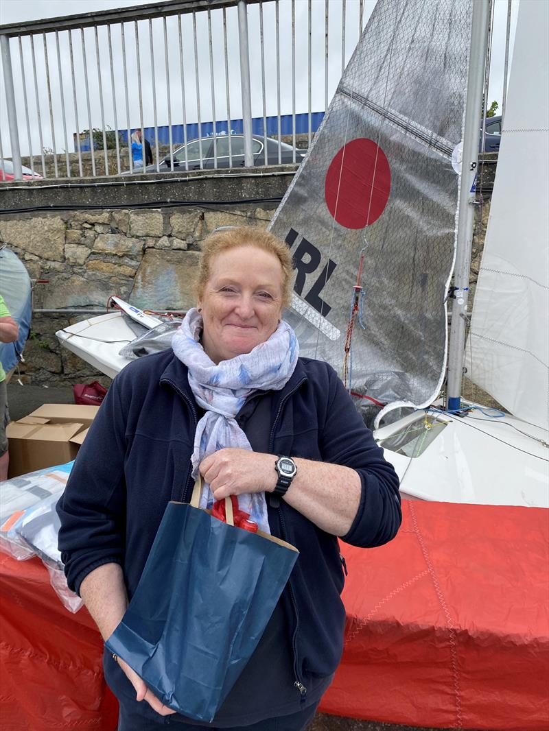 Helly Hansen Irish Fireball Championships - Race Officer Suzanne McGarry with her present from the Irish Fireball Class Association - photo © Frank Miller