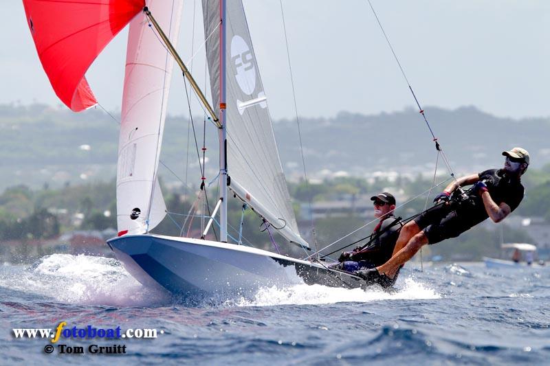 Fireball worlds in Barbados day 6 photo copyright Tom Gruitt / www.fotoboat.com taken at Barbados Yacht Club and featuring the Fireball class
