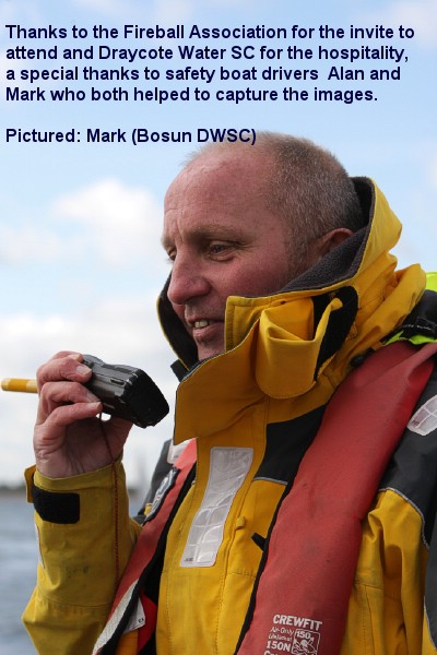 Mike Shaw thanks the safety boat drivers Alan and Mark at the Fireball Inland Championships photo copyright Mike Shaw / www.fotoboat.com taken at Draycote Water Sailing Club and featuring the Fireball class