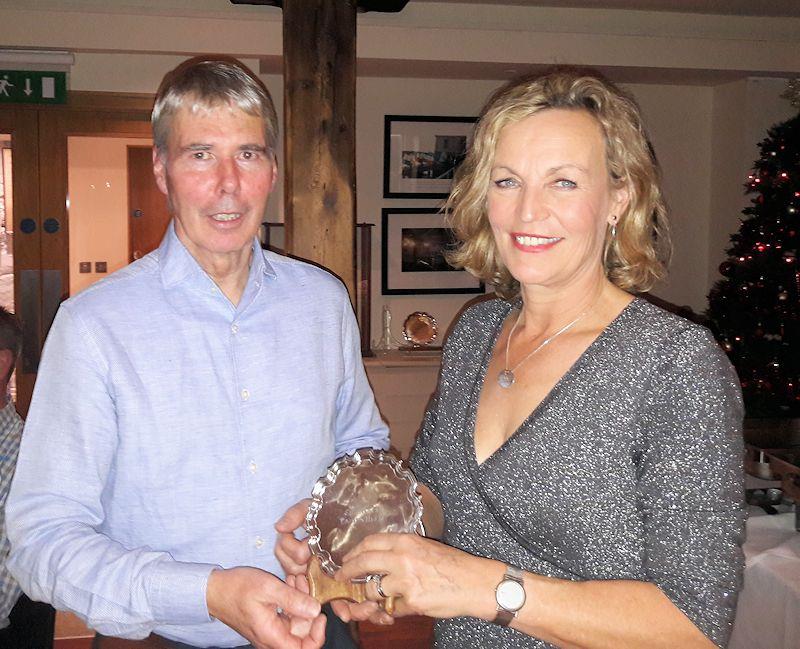 Hermine O'Keeffe collects the Lady Helm Trophy for Louise McKenna at the Irish Fireball Class Prize Giving photo copyright Cormac Bradley taken at  and featuring the Fireball class