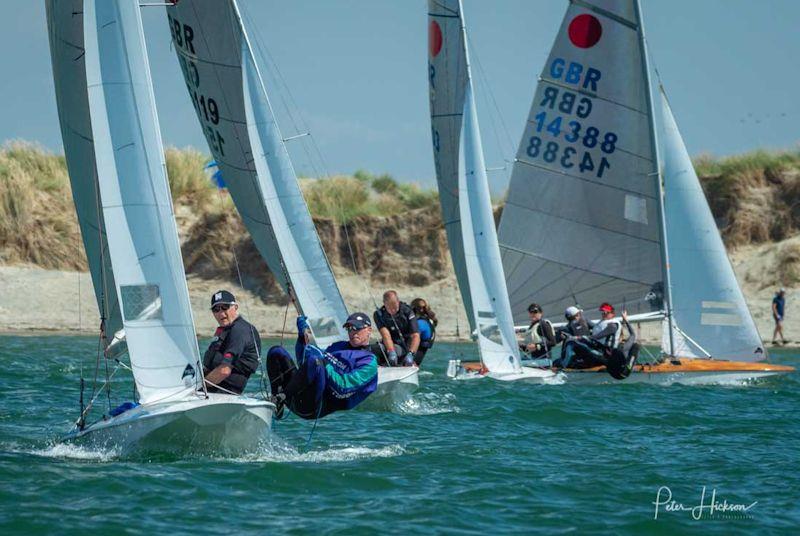 Day 2 fleet shot with East Head sand dunes in the background - Fireballs at Chichester Harbour Race Week photo copyright Peter Hickson taken at Hayling Island Sailing Club and featuring the Fireball class