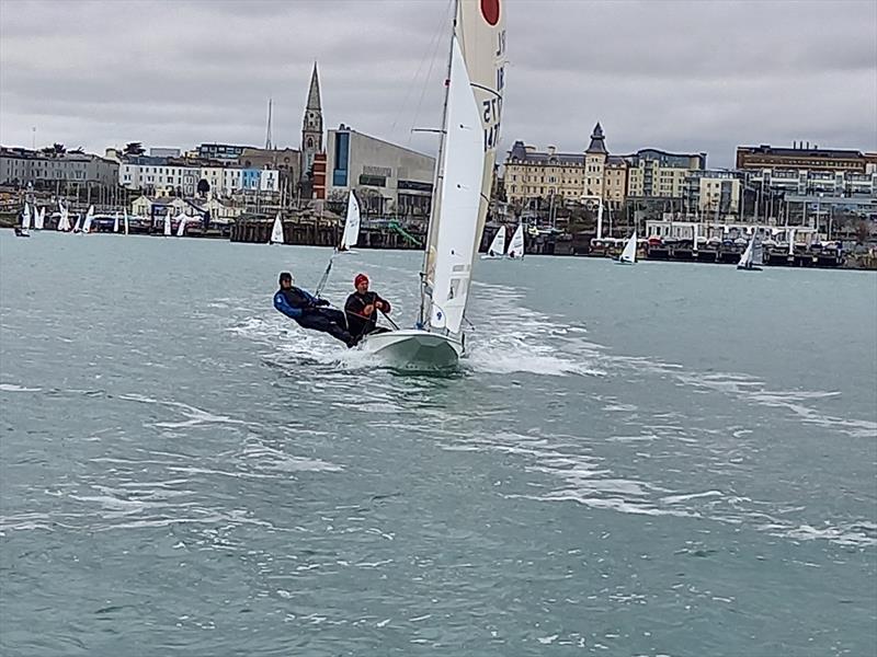 Neil Colin & Marjo Moneen (FB 14775) during the Christmas Cracker 2021 at Dun Laoghaire photo copyright Ian Cutliffe taken at Dun Laoghaire Motor Yacht Club and featuring the Fireball class