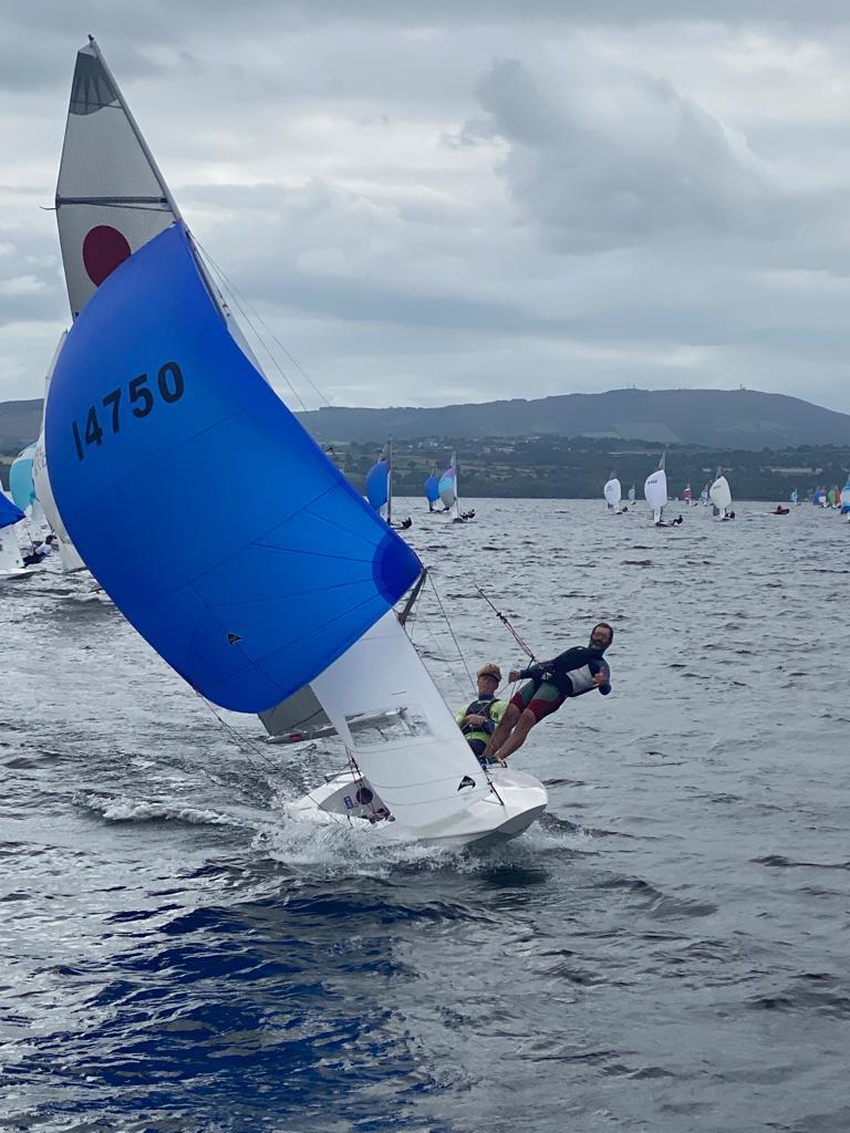 Chris Bateman & Thomas Chaix on their way to the finish on day 4 of the Gul Fireball World Championship at Lough Derg photo copyright Con Murphy taken at Lough Derg Yacht Club and featuring the Fireball class