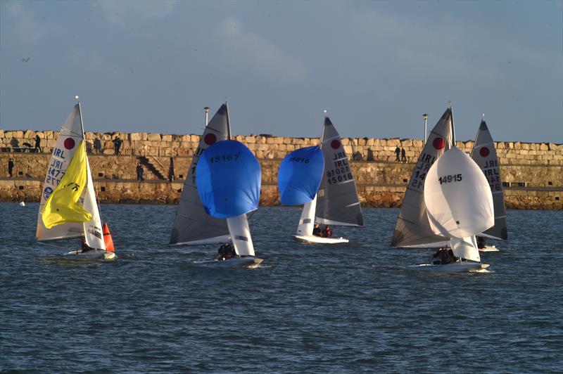 Miller & Cramer lead Court & Syme during the Viking Marine DMYC Frostbite Series in Dun Laoghaire photo copyright Pat Kiersey taken at Dun Laoghaire Motor Yacht Club and featuring the Fireball class