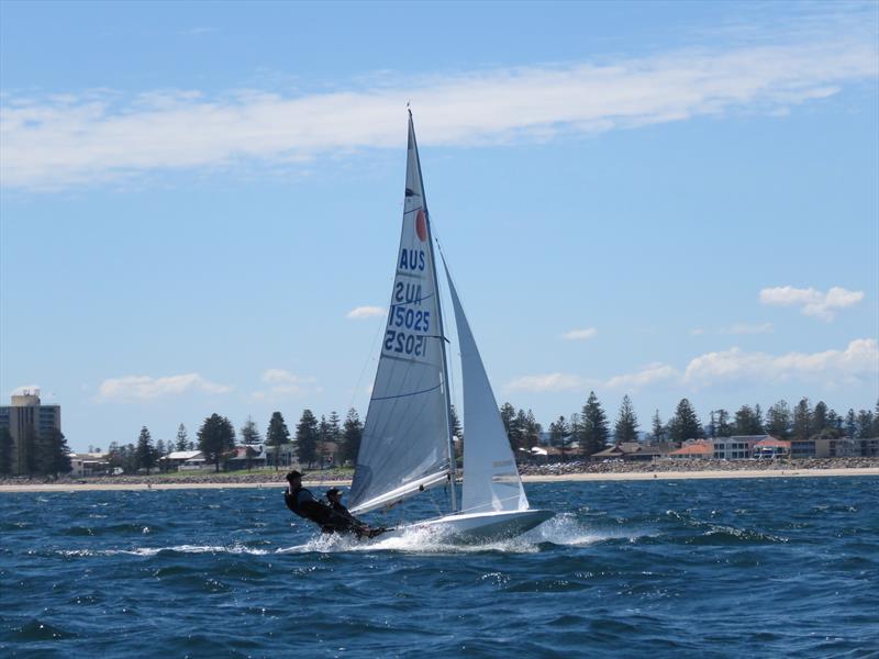 Luke Stephens & Ryan Kelly cruising upwind during the Australian Fireball Championships photo copyright Rick Stockley taken at Somerton Yacht Club and featuring the Fireball class