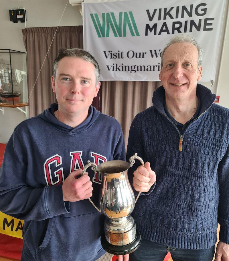 Gordon Syme and Alastair Court, with the Fireball Perpetual Trophy - Last day of the Viking Marine Frostbites 2022/23 photo copyright Frank Miller taken at Dun Laoghaire Motor Yacht Club and featuring the Fireball class