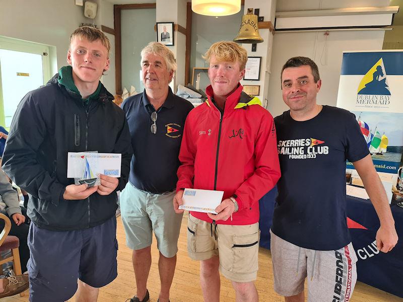 3rd place Tiernan and Chris, with club officers at the Fireball Leinster Championships prize-giving at Skerries photo copyright Frank Miller taken at Skerries Sailing Club and featuring the Fireball class