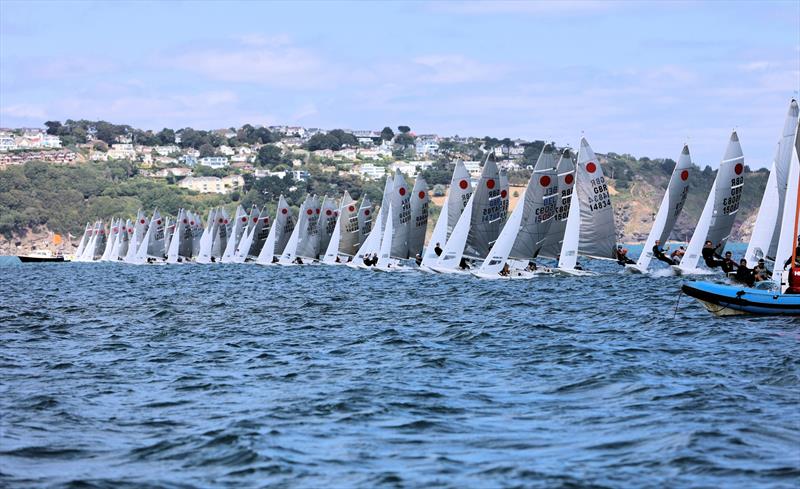 Picture-perfect Race 4 start on Day 2 of the 2026 Fireball World Championship at the Royal Torbay Yacht Club - photo © Mark Jardine
