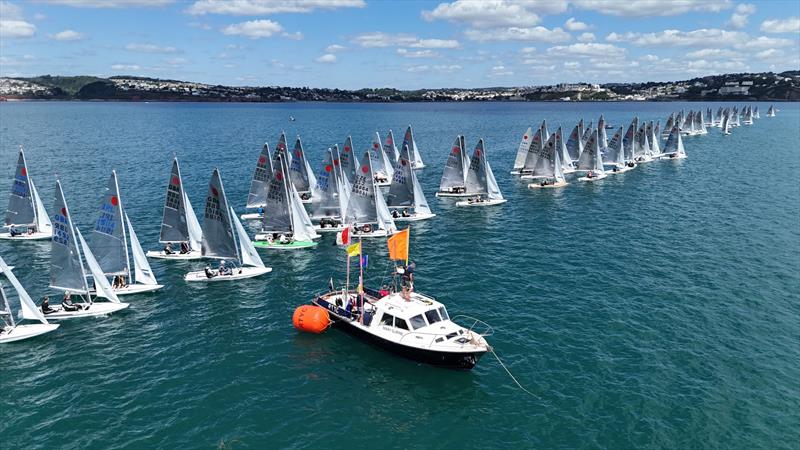 Race 8 start on Day 5 of the 2026 Fireball World Championship at the Royal Torbay Yacht Club photo copyright Mark Jardine taken at Royal Torbay Yacht Club and featuring the Fireball class