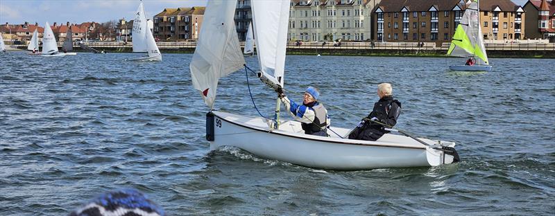 Marian and Tash Armstrong take on the family challenge during the West Kirby Sailing Club Easter Regatta  photo copyright Chris Gatenby taken at West Kirby Sailing Club and featuring the Firefly class
