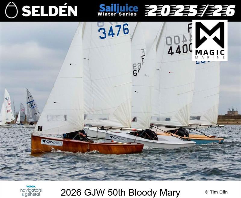 Fireflys at the GJW Direct 50th Bloody Mary photo copyright Tim Olin / www.olinphoto.co.uk taken at Queen Mary Sailing Club and featuring the Firefly class