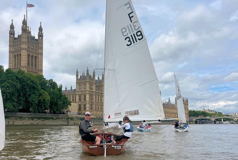 Tideway Dinghy Derby - Firefly 3119 approaching the Houses of Parliament photo copyright NFA taken at Ranelagh Sailing Club and featuring the Firefly class