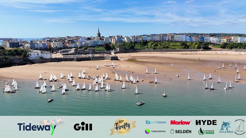The fleet come back ashore on Day 2 of the 80th Anniversary Firefly Nationals at Tenby - photo © Mark Jardine