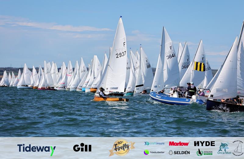 Chris Kameen and Jenny Johnson (F2937) are pathfinders in the first race on Day 5 of the 80th Anniversary Firefly Nationals at Tenby - photo © Mark Jardine