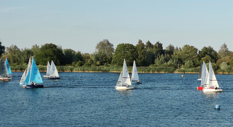 Fireflys out on a Wednesday evening at West Oxfordshire Sailing Club, where all six club boats have been racing this season photo copyright West Oxfordshire Sailing Club taken at West Oxfordshire Sailing Club and featuring the Firefly class