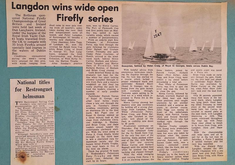 1971 Firefly Nationals report from Dun Laoghaire photo copyright Dawn Langdon taken at Restronguet Sailing Club and featuring the Firefly class