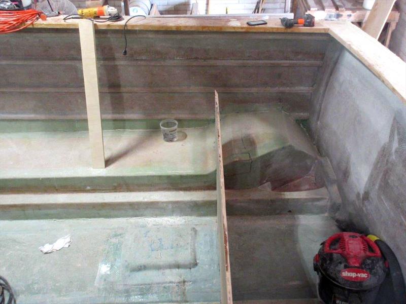 Underwater exhaust construction progress - Hull 67 - 56' Renegade - photo © Jarrett Bay Boatworks