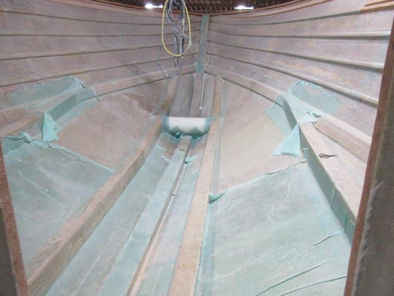 Keel fill up work forward has been completed - Hull 67 - 56' Renegade - photo © Jarrett Bay Boatworks